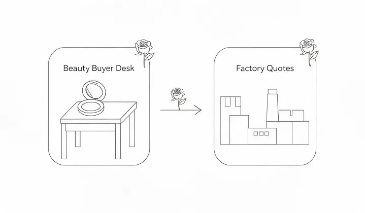 Illustration of a written setting powder sourcing route, not a street map